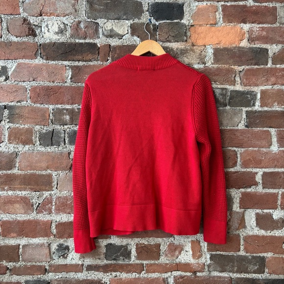 Alia | Thick Red Knit Crew Neck Cardigan - Picture 3 of 3